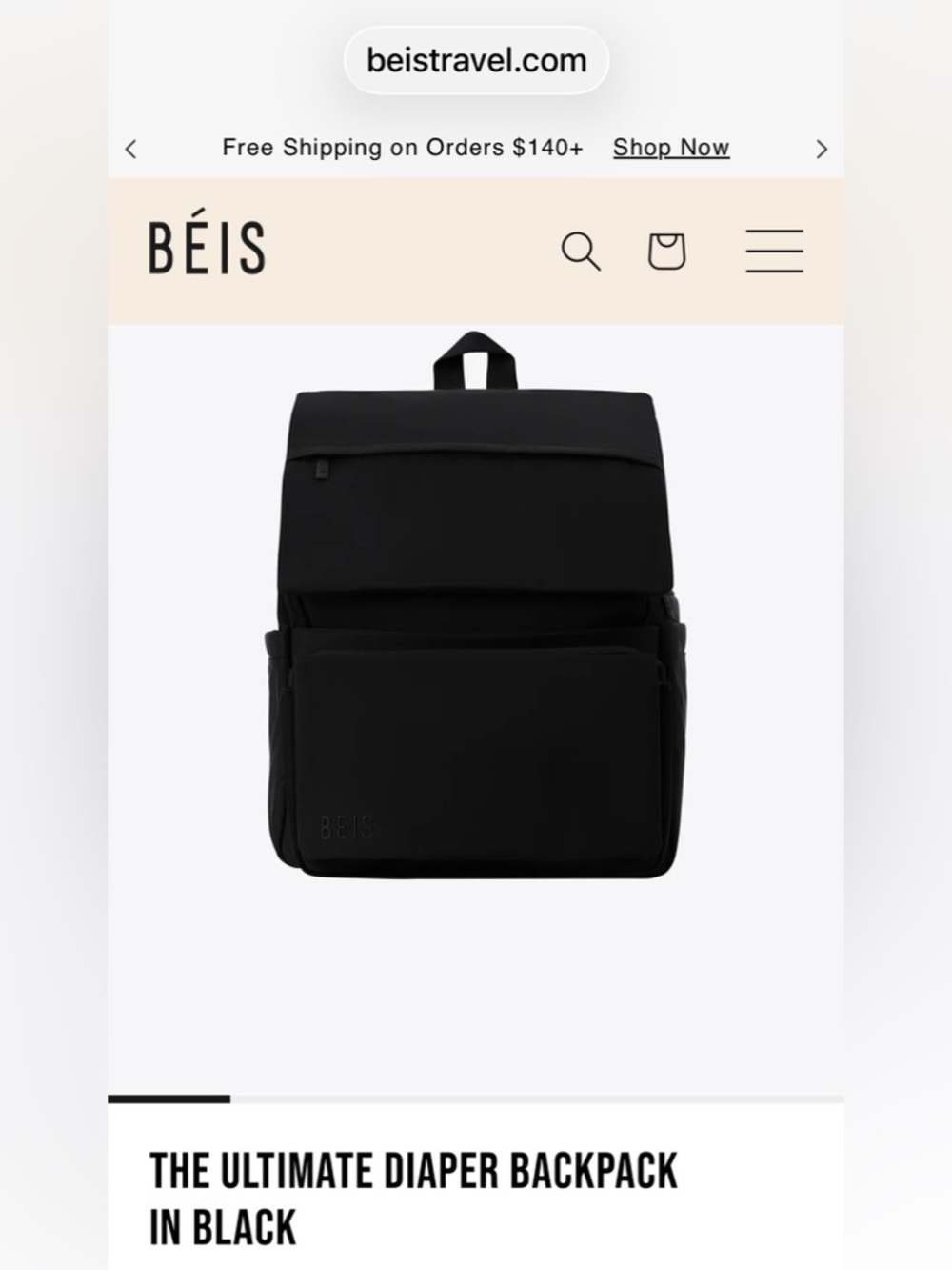 BEIS The Ultimate Diaper Backpack 
in Black